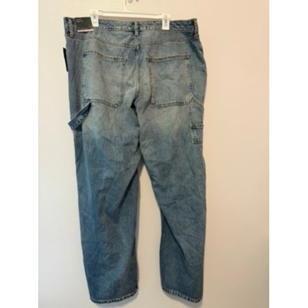 Wild Fable Womens Low-Rise Baggy Jeans Medium Wash Carpenter Rigid Denim Size 17 - Picture 4 of 5